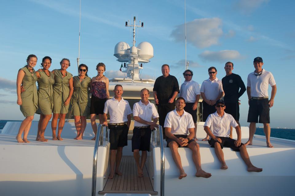 Kristina with superyacht crew - over 20 years of maritime experience