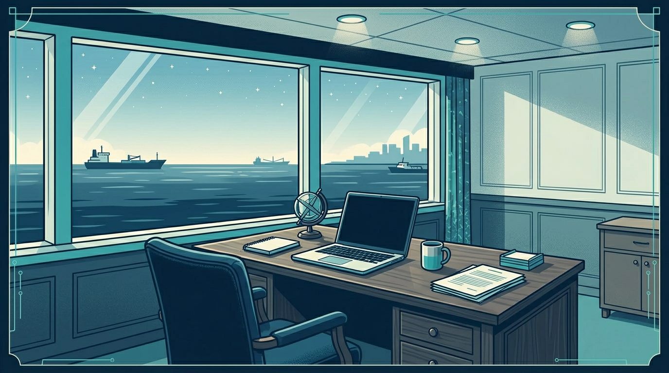 Editorial illustration from the published AI learning for a marine insurance executive account