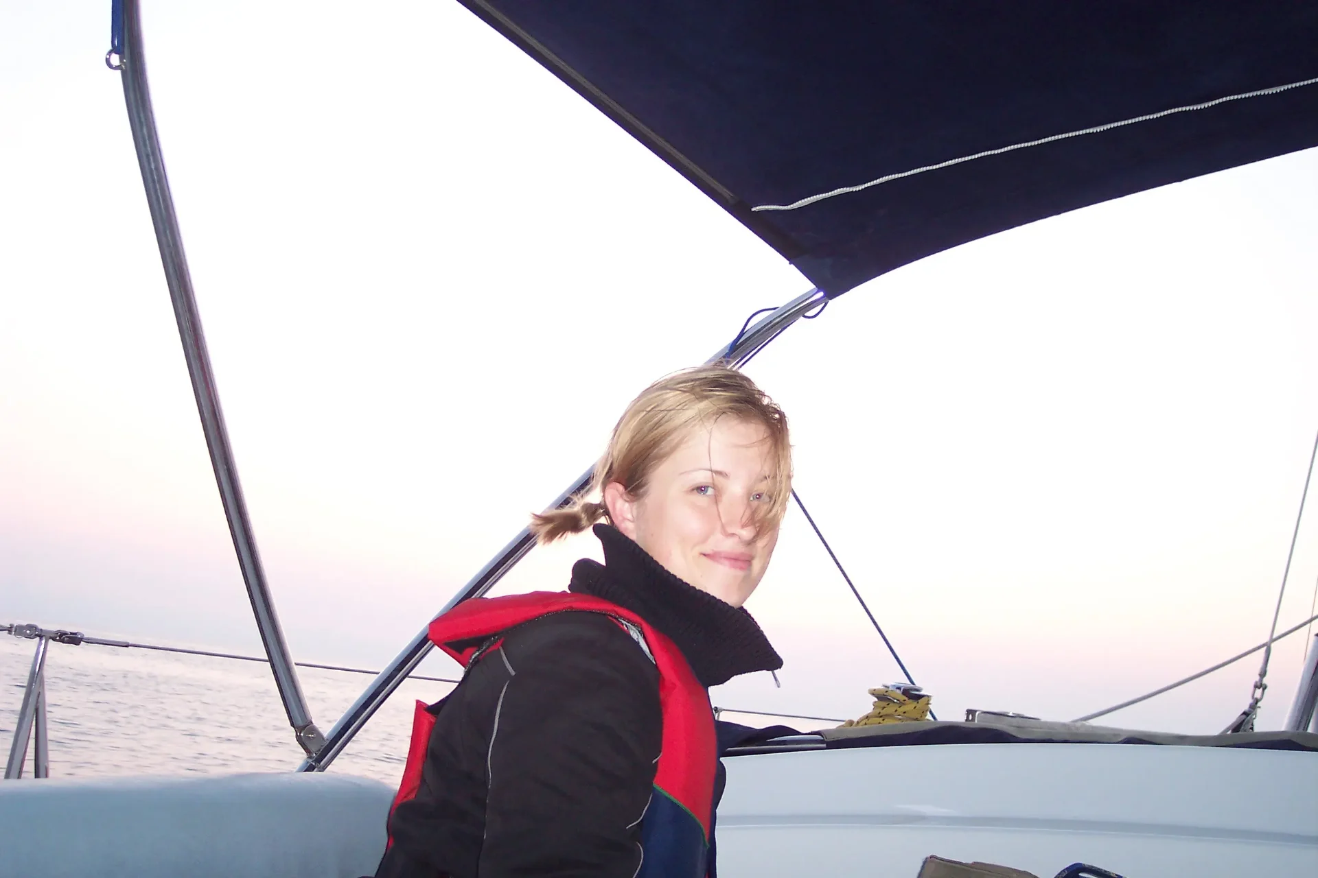 Kristina Agustin aboard a sailing yacht