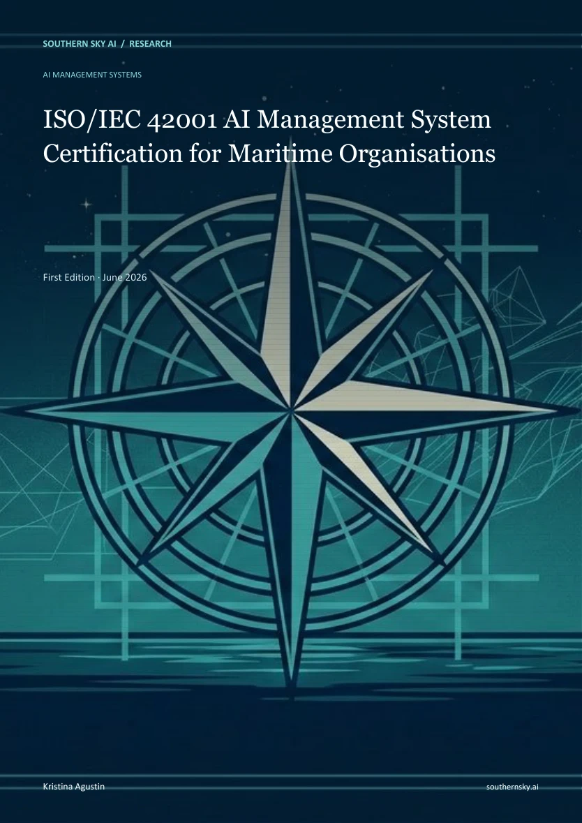 Report cover: ISO/IEC 42001 AI Management System Certification for Maritime Organisations