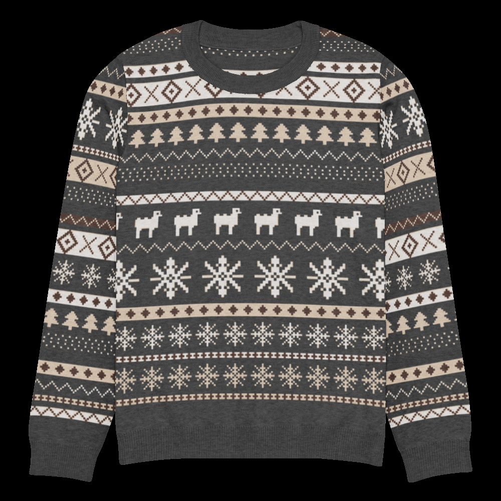Sheep patterned knit sweater design shown as a flat product mockup